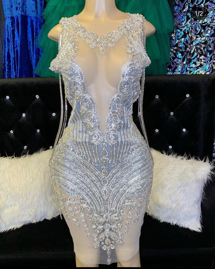 Icy Girl Crystal Midi dress